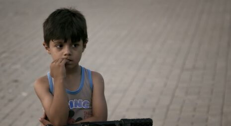 A refugee child alone